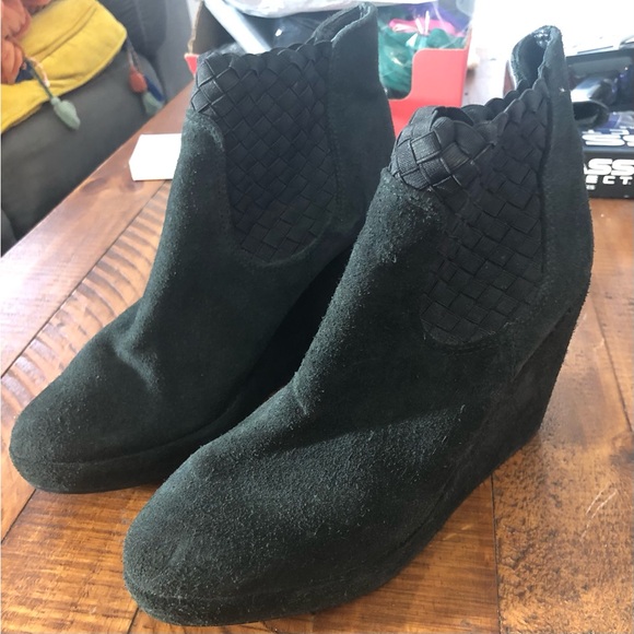 Hoss Intropia Kristen Suede Wedge Ankle Boot in Black - Size 41 - Picture 1 of 5
